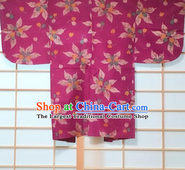 Japanese Traditional Hawthorn Pattern Rosy Haori Jacket Japan Kimono Overcoat Costume for Women