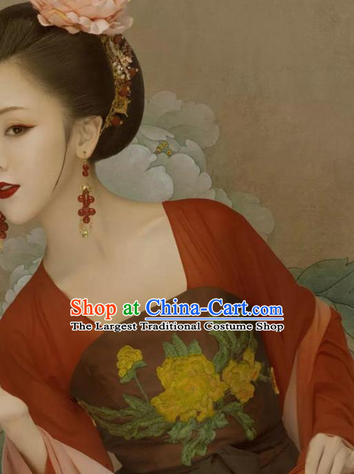 Traditional Chinese Tang Dynasty Imperial Consort Red Hanfu Dress Ancient Court Lady Replica Costumes for Women