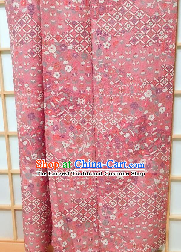 Traditional Japanese Pink Kimono Japan Classical Little Chrysanthemum Pattern Yukata Dress Costume for Women