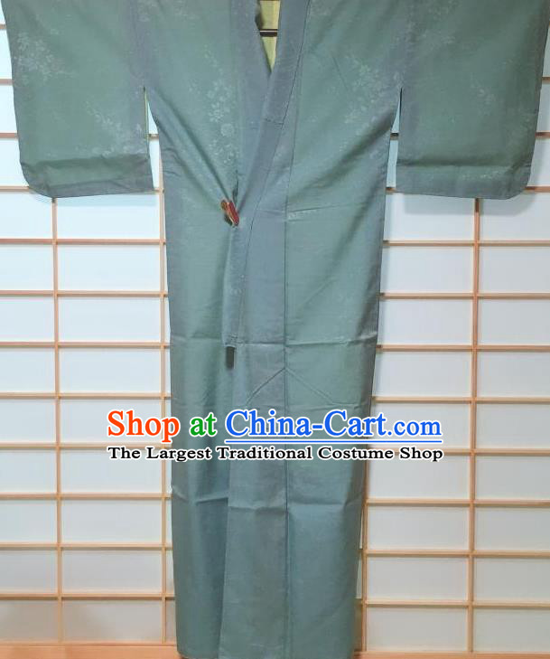 Traditional Japanese Green Iromuji Kimono Japan Classical Pattern Yukata Dress Costume for Women