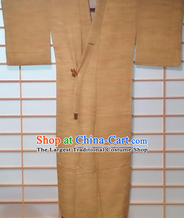Traditional Japanese Ginger Iromuji Kimono Japan Classical Pattern Yukata Dress Costume for Women