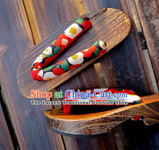 Traditional Japanese Opal Pattern Navy Geta Slippers Asian Japan Clogs Shoes for Women