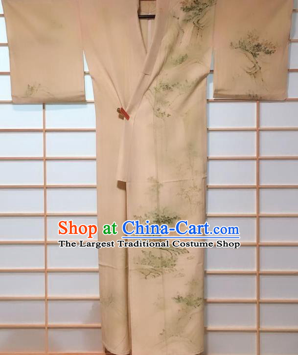 Traditional Japanese Tsukesage Kimono Japan Classical Deer Pattern Yukata Dress Costume for Women