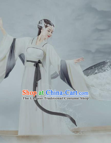 Chinese Ancient Fairy Princess White Hanfu Dress Traditional Tang Dynasty Infanta Replica Costumes for Women
