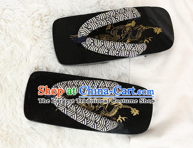 Japanese Traditional Black Flip Flops Slippers Clogs Asian Japan Geta Shoes for Men