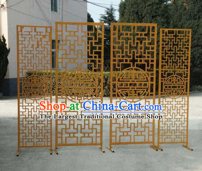 Handmade Chinese Golden Iron Art Folding Screens Traditional Wedding Decoration