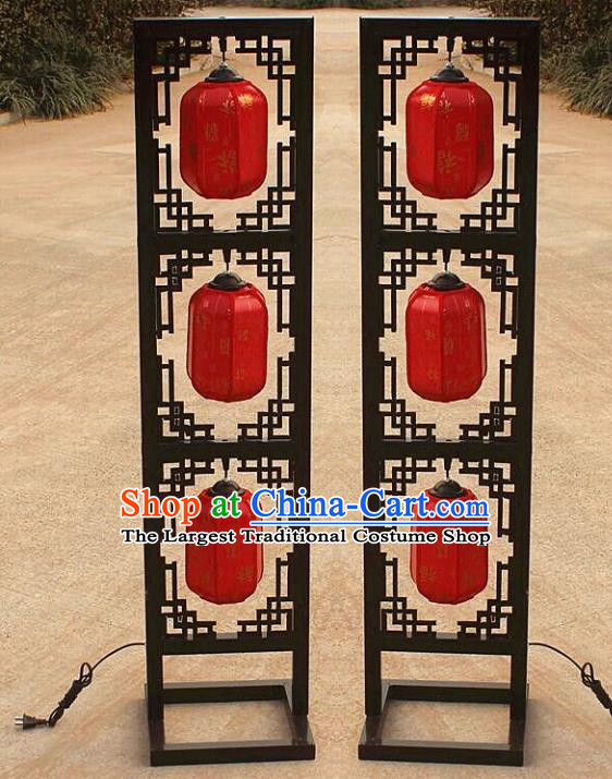 Chinese Traditional Printing Red Lamp Wedding Floor Lanterns Handmade Palace Lantern