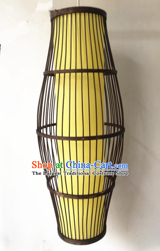 Traditional Chinese Yellow Hanging Lanterns Handmade Lantern Bamboo Art Scaldfish Lamp