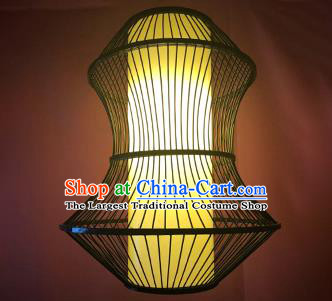 Chinese Traditional Black Bamboo Weaving Yellow Crane Tower Palace Lanterns Handmade Hanging Lantern Lamp