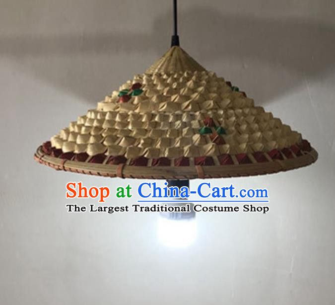 Handmade Chinese Pineapple Straw Hat Lampshade Traditional Bamboo Art Lanterns Chimney