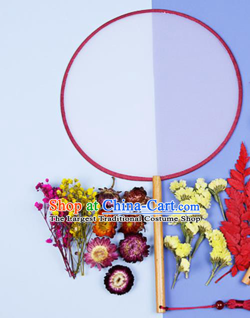 Chinese Traditional Red Flowers Palace Fans Handmade Round Fan for Women