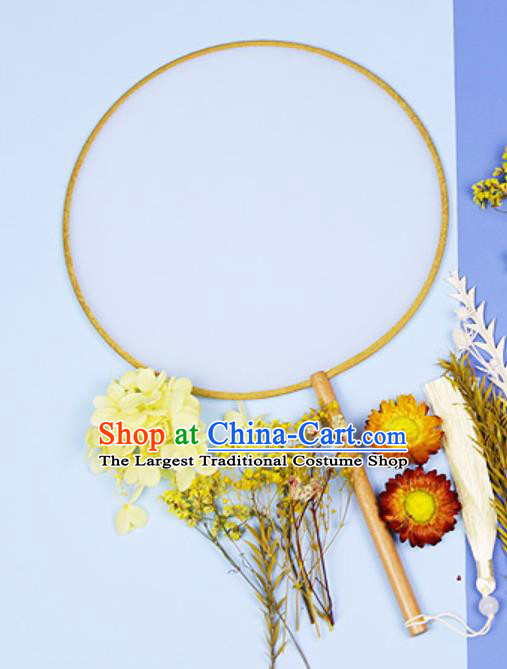Chinese Traditional Yellow Flowers Palace Fans Handmade Round Fan for Women