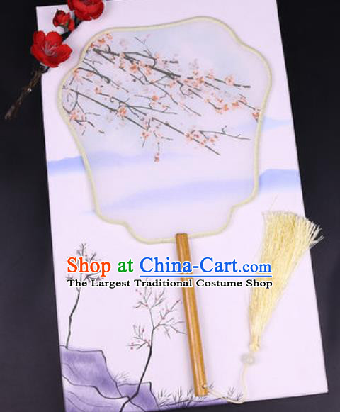 Chinese Traditional Painting Plum Flowers Palace Fans Handmade Classical Dance Silk Fan for Women