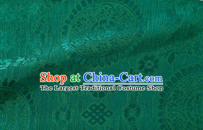 Chinese Classical Auspicious Pattern Design Green Brocade Fabric Asian Traditional Hanfu Satin Material