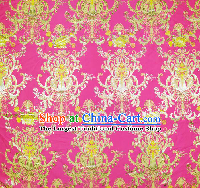 Chinese Classical Pattern Design Pink Brocade Fabric Asian Traditional Hanfu Satin Material