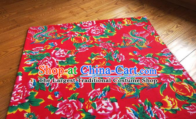 Chinese Traditional Phoenix Peony Pattern Red Quilt Cover Wedding Bedclothes