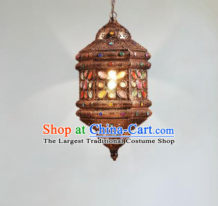 Asian Traditional Iron Crystal Ceiling Lantern Thailand Handmade Lanterns Hanging Lamps