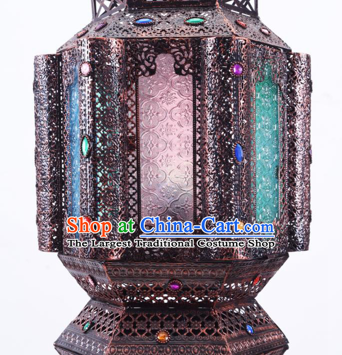 Southeast Asia Traditional Iron Colorful Grass Desk Lantern Thailand Handmade Lanterns