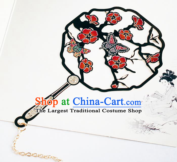 Traditional Chinese Carving Plum Butterfly Fan Bookmarks China Craft Bookmark
