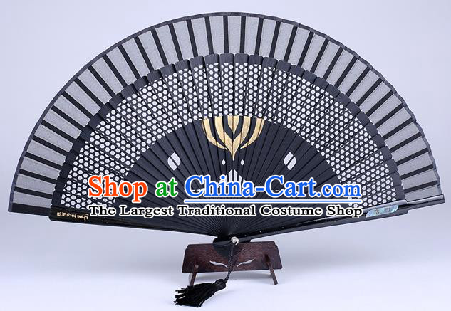Traditional Chinese Handmade Carving Zodiac Snake Folding Fan China Bamboo Accordion Fan Oriental Fan