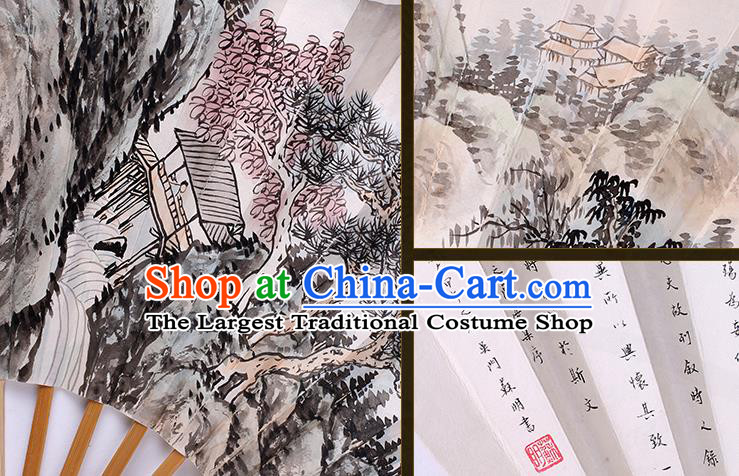 Traditional Chinese Handmade Ink Painting Autumnal Scenery Paper Folding Fan China Accordion Fan Oriental Fan