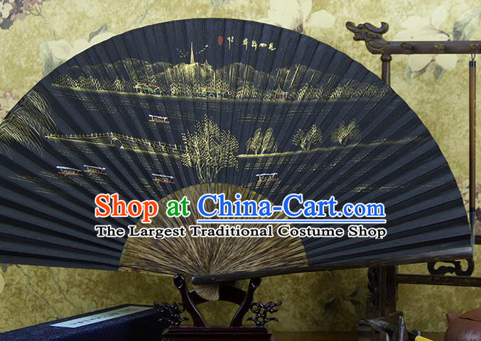 Traditional Chinese Hand Painting Broken Bridge Mulberry Paper Fan China Accordion Folding Fan Oriental Fan