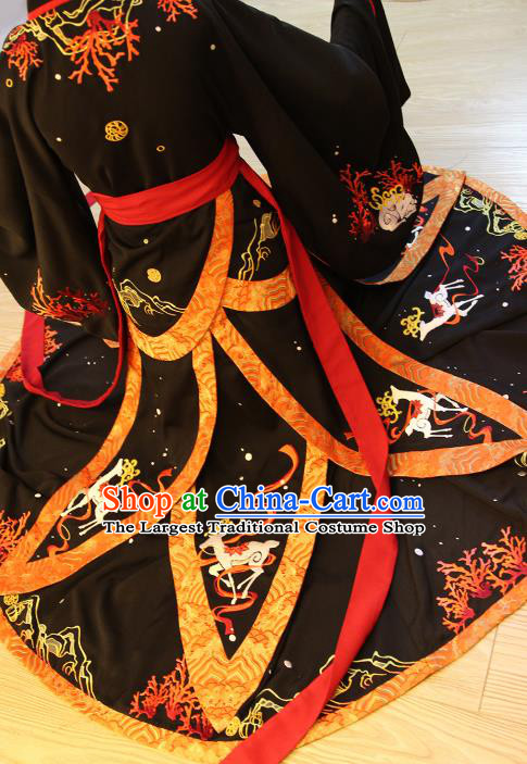 Traditional Chinese Ancient Goddess Black Hanfu Dress Han Dynasty Imperial Consort Historical Costumes for Women