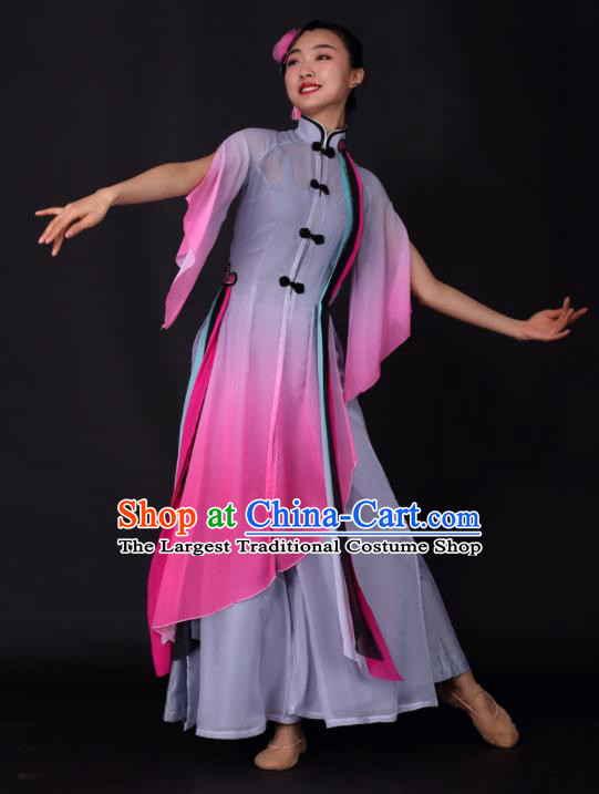 Chinese Traditional Classical Dance Rosy Dress China Umbrella Dance Stage Performance Costume for Women