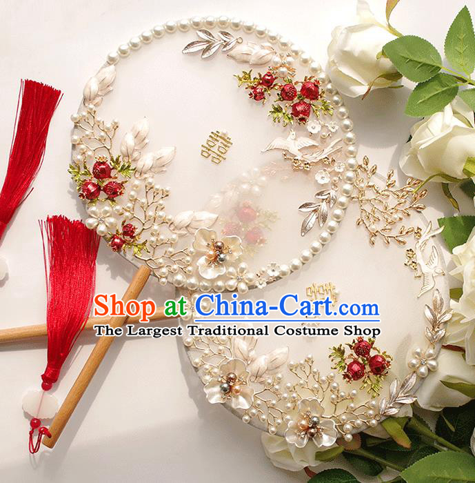 Chinese Traditional Hanfu Palace Fans Classical Wedding Round Fan for Women