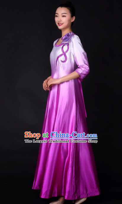 Professional Chorus Modern Dance Purple Dress Opening Dance Stage Performance Costume for Women