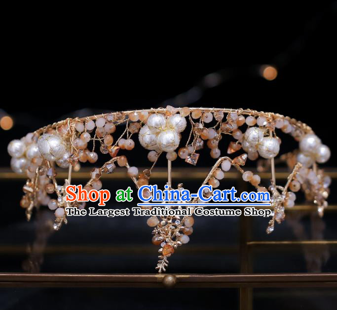 Top Grade Bride Beads Royal Crown Wedding Hair Accessories for Women