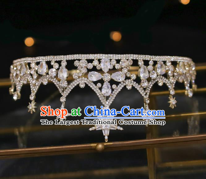 Top Grade Bride Baroque Zircon Star Royal Crown Wedding Hair Accessories for Women