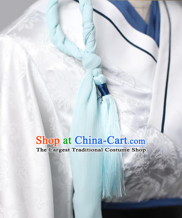 Traditional Chinese Cosplay Ming Dynasty Costume Ancient Female Swordsman Blue Hanfu Dress for Women