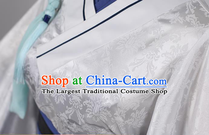 Traditional Chinese Cosplay Ming Dynasty Costume Ancient Female Swordsman Blue Hanfu Dress for Women