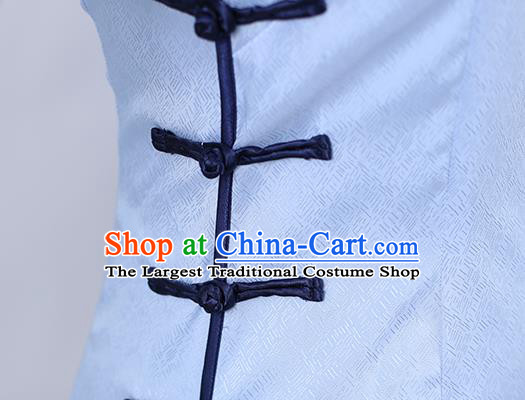 Traditional Chinese Embroidered Blue Qipao Dress Costume Ancient Female Swordsman Hanfu Dress for Women