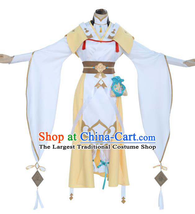 Traditional Chinese Cosplay Knight White Costume Ancient Female Swordsman Hanfu Dress for Women