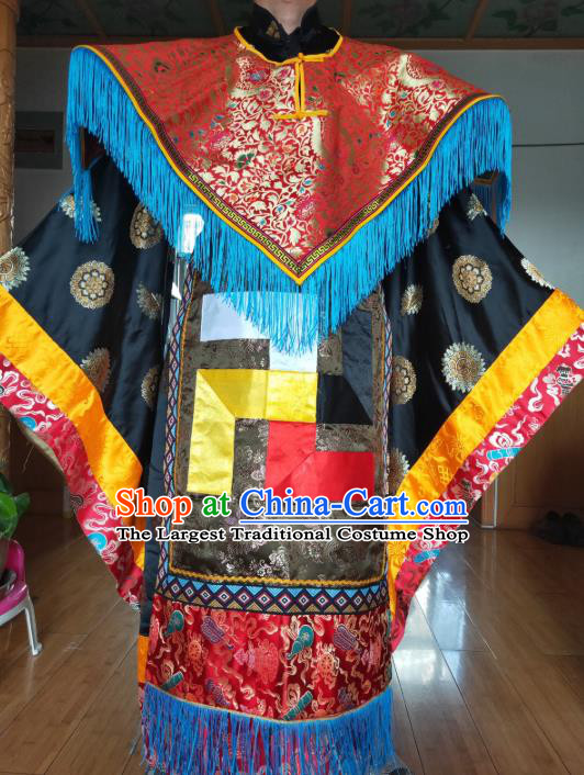Chinese Zang Nationality Priest Costumes Traditional Tibetan Ethnic Folk Dance Clothing Complete Set