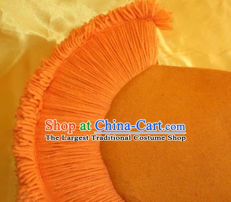 Handmade Chinese Tibetan Buddhism Orange Cockscomb Hat Traditional Zang Nationality Monk Hat for Men