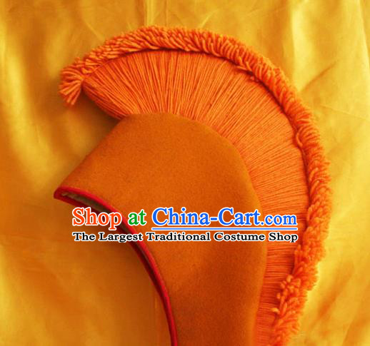 Handmade Chinese Tibetan Buddhism Orange Cockscomb Hat Traditional Zang Nationality Monk Hat for Men