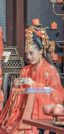 Drama Love is More Than A Word Ancient Qin Dynasty Princess Wedding Red Costume and Headpiece for Women