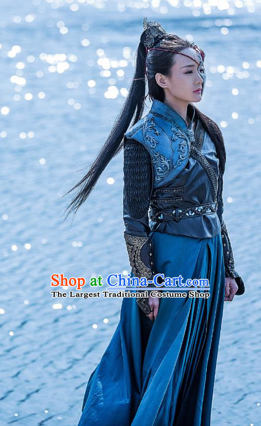 Chinese Historical Television Bloody Romance Ancient Female Assassin Swordsman Wan Mei Dress and Headpiece for Women