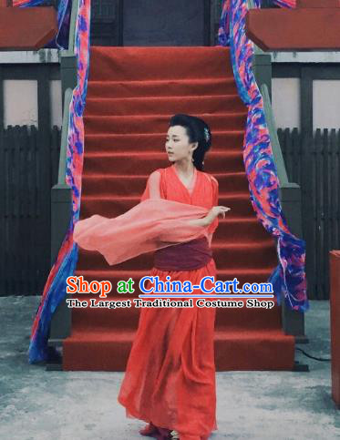 Chinese Ancient Imperial Consort Red Hanfu Dress Drama Go Princess Go Costume and Headpiece for Women