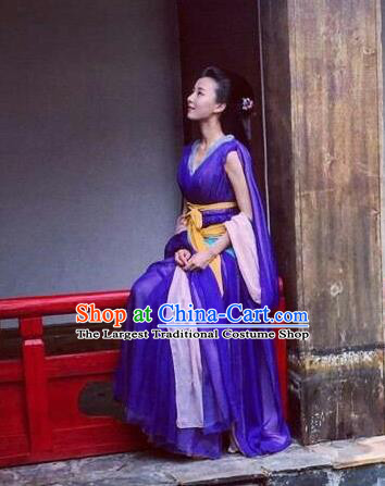 Chinese Ancient Imperial Consort Purple Hanfu Dress Drama Go Princess Go Costume and Headpiece for Women