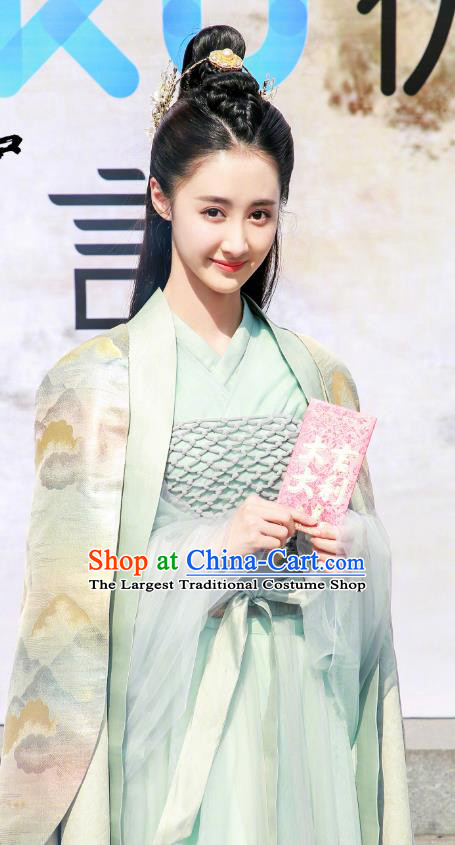 Drama Xia Tan Jian Bu Zhi Chinese Ancient Female Swordsman Ming Yue Dress Costume and Headpiece for Women