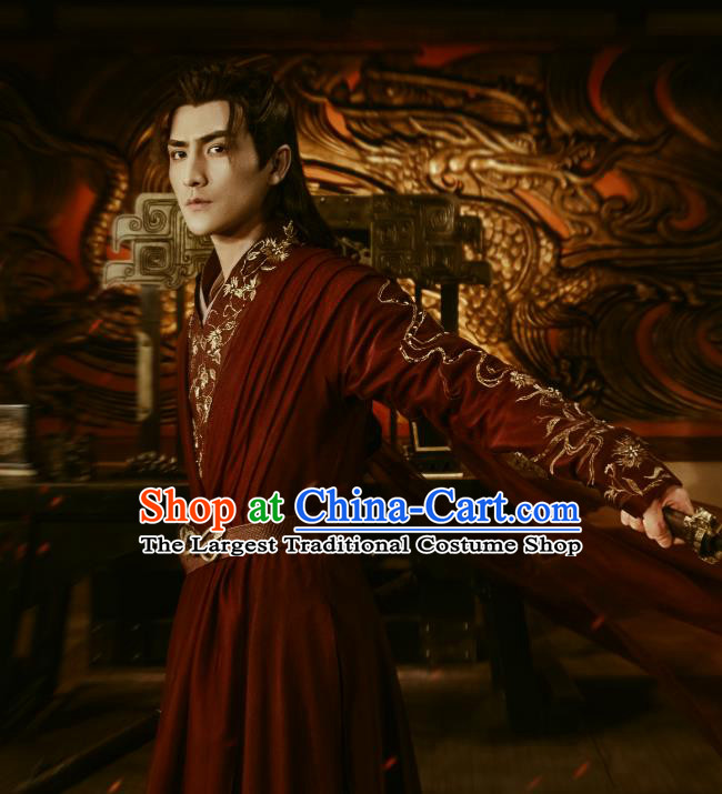Chinese Ancient Royal Prince Mu Beiyan Clothing Historical Drama The Love Lasts Two Minds Costume and Headpiece for Men