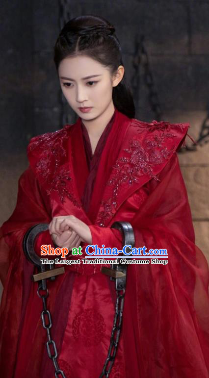 Chinese Ancient Infanta Feng Wanmian Wedding Red Hanfu Dress Drama The Love Lasts Two Minds Costume and Headpiece for Women