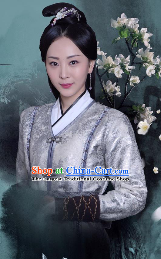 Drama Colourful Bone Chinese Ancient Nobility Zhao Rushi Costume and Headpiece for Women