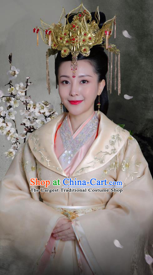 Drama Colourful Bone Chinese Ancient Queen Jia Hui Dress Costume and Headpiece for Women