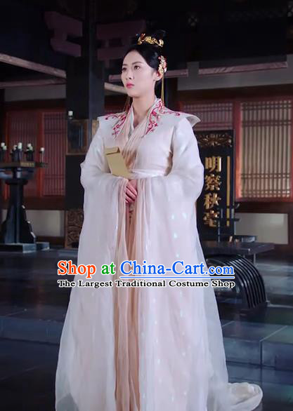 Chinese Ancient Princess Chang Le White Hanfu Dress Drama The Love Lasts Two Minds Costume and Headpiece for Women