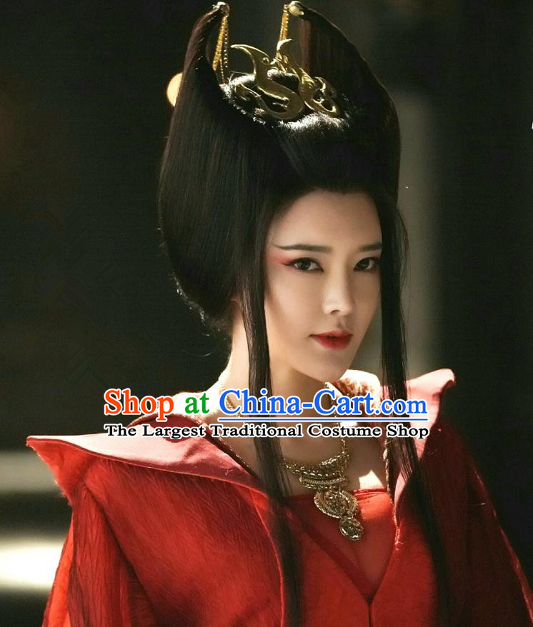 Chinese Ancient Swordswoman Xiao Mimi Red Hanfu Dress Drama Handsome Siblings Costume and Headpiece for Women